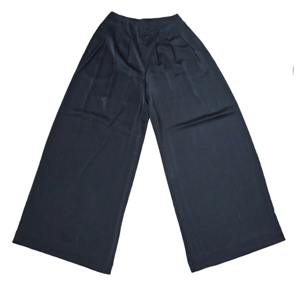 AllSaints Cody Trousers Black Wide Leg Cropped Pants High Waist Size 4